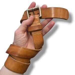 Vintage y2k Milk Chocolate Brown Leather Belt 34-39" Dirtbag Grunge Matte Buckle